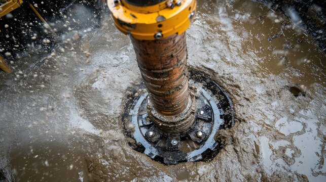 Water and Mud Flowing from a Drilling Rig