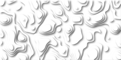 3D Papercut Stylized White Topographic Contour Scheme and Terrain. Geographic mountain terrain. Contour map background. 3D Cartographic Weave with seamless striped patterns and wavy Shapes.