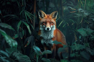 Fototapeta premium Fox in the forest, Ai Generated