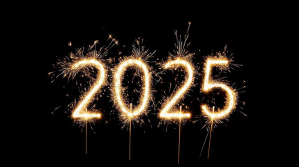 2025 New Year Celebration with Sparkler Numbers.