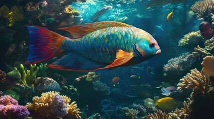 Vibrant Fish Swimming in Colorful Coral Reef