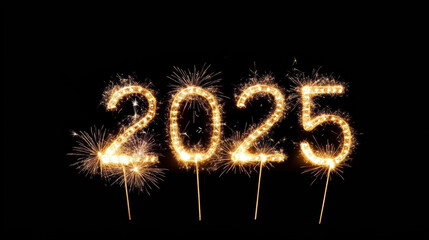 2025 New Year Celebration with Sparkler Numbers.