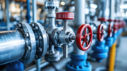 Industrial Valve and Pipe System in a Factory Setting