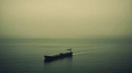 Mystical Cargo Ship on Calm Waters at Dusk