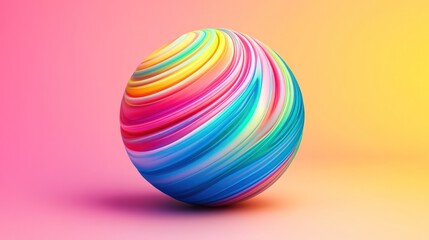 Obraz premium A colorful, swirled, 3D egg on a pink and yellow gradient background.