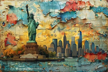 A travel collage with photos of iconic landmarks and cultural elements.