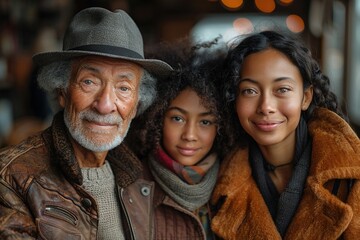 A family portrait with multiple generations diverse and inclusive