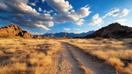 Naklejka premium Breathtaking Desert Landscape Under Vast Sky