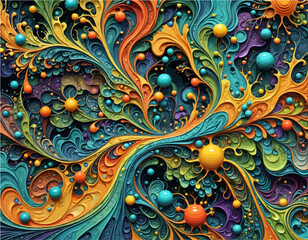 Unique Psychedelic Abstract 3D Vector - Representing Variety of Colorful Plants Nature Growth and New Life