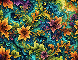 Unique Psychedelic Abstract 3D Vector - Representing Variety of Colorful Plants Nature Growth and New Life