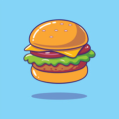 Cartoon Illustration of a Delicious Burger