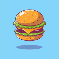 Cartoon Illustration of a Delicious Cheeseburger