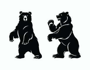 Obraz premium Black Bear Standing Poses Silhouette Vector EPS