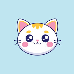 Cute Cartoon Cat Face Illustration Design