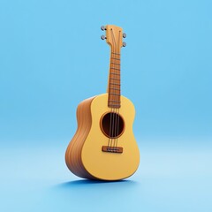 Obraz premium 3D Guitar Icon: Western Music and Performance Illustration Logo