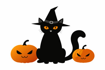 halloween cat and pumpkin
