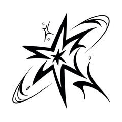 Vector Y2k Tattoo Star Starburst Futuristic Cartoon Illustration Isolated