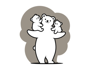 Obraz premium Black Bear Outline Playful Cubs Vector Template