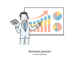 プレゼンテーションをする男性会社員