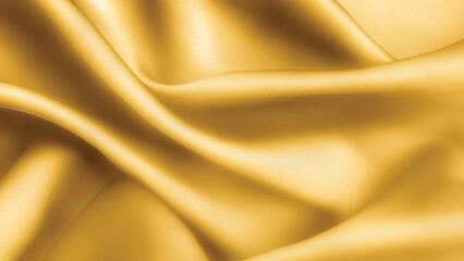 Smooth waves of luxurious gold satin fabric.