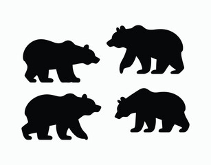 Black Bear Walking Silhouette Vector EPS Template