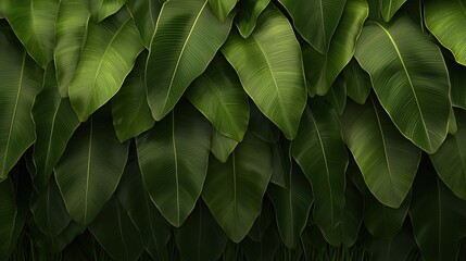 Fototapeta premium Lush green leafy plant with many leaves. The leaves are green and have a shiny appearance
