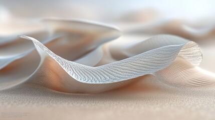 The close-up view of the desert and the water flowing over it conveys a calm and eye-catching impression, an aesthetic abstract detail of white sand