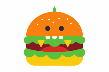 Halloween party burger vector illustration - Halloween burger illustration monster burger vector art.with white background