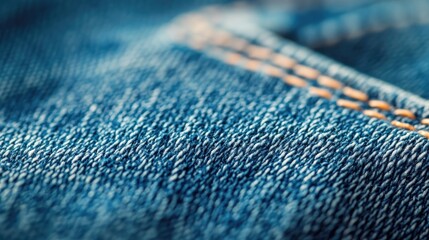 Close-up of blue denim fabric. Perfect for use in fashion, clothing, and textile websites.