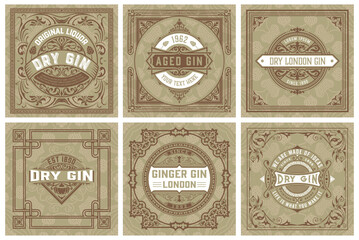 Set of 6 labels. Western style