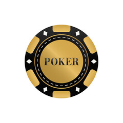 Naklejka premium Vector casino chip. Golden poker chip icon. Vector illustration for casino.