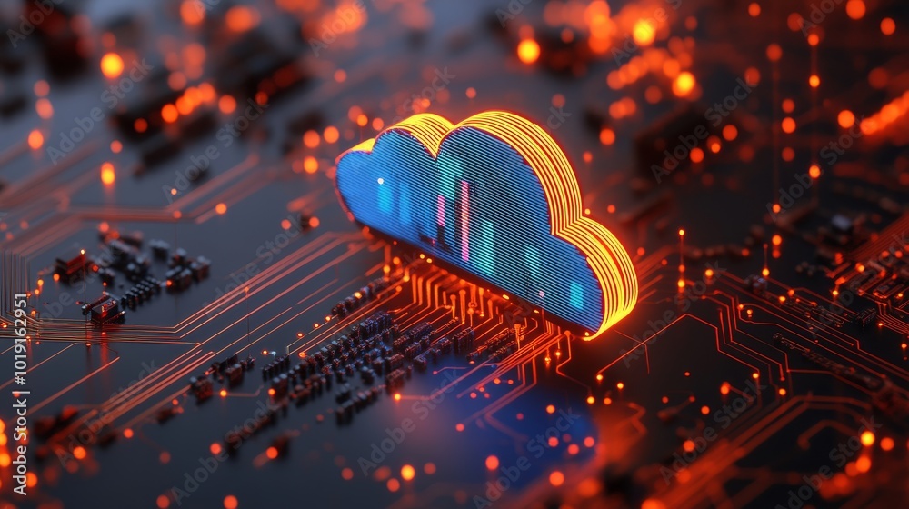 Poster cost efficiency in cloud computing with an illustration showing pay-per-use pricing models, resource