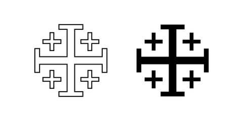 Jerusalem cross set isolated on white background