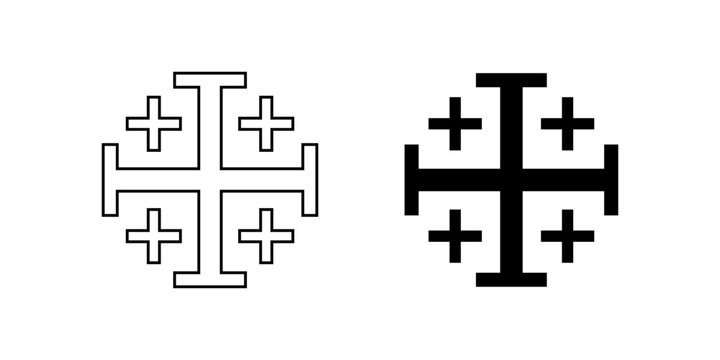 Jerusalem cross set isolated on white background