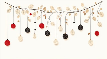 Elegant Decorative Branch with Hanging Ornaments and Leaves