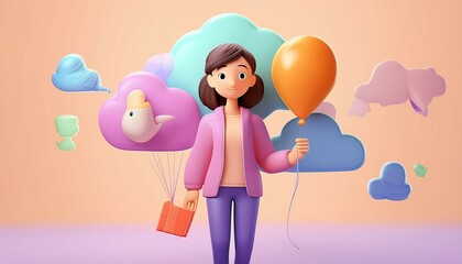 Smiling girl holding a balloon