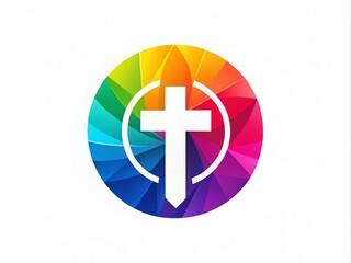Obraz premium Modern Community Church Logo Design Featuring Cross Symbol and Vibrant Color Palette for Branding