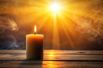 aroma candle burning in sunlight silhouette