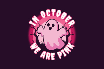 Pink Ghost Boo, Celebrating Halloween and Breast Cancer Awareness