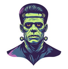 Fototapeta premium Frankenstein Monster Illustration with Transparent Background for Halloween Designs and Overlays
