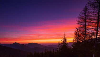 秋の夕焼けとシルエット