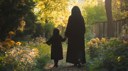 a mother and daughter wearing matching hijabs