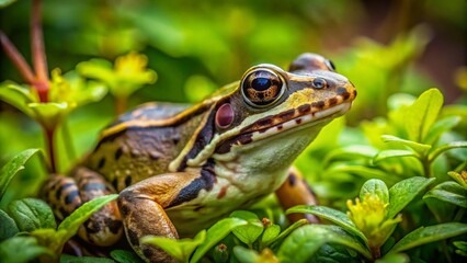 Obraz premium New Jersey Chorus Frog Camouflaged Among Greenery in Natural Habitat During Spring Season