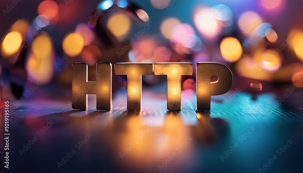 Poster http protocol concept with bokeh background