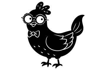 cute little chicken wear glasses vector art illustration 