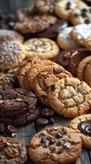 A delightful assortment of cookies arranged on a rustic wooden table inviting sweet indulgence
