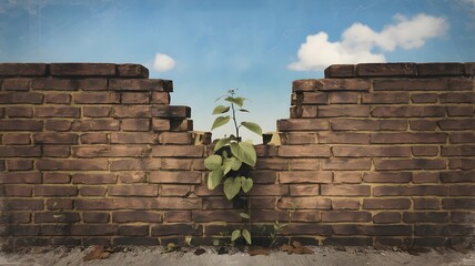 Fototapeta premium Brick wall with cracks and vintage feel