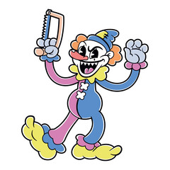 Vector Retro Cartoon Clown Character Illustration Isolated