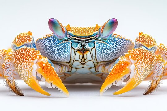 portrait of an adult sally lightfoot crab against a pure white background emphasizing the crabs vibrant colors and unique features the image celebrates the beauty of marine life