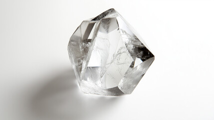 alum concept image: a single alum crystal, top down view, a single alum crystal placed in the center of a white background